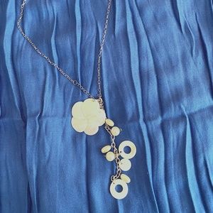 Ivory Seashell + pendant on silver chain necklace